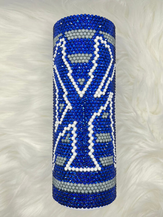 Custom Blue Rhinestone Tumbler – Sparkling Crystal Bling Cup with Logo Design, Handmade Gift, 20oz