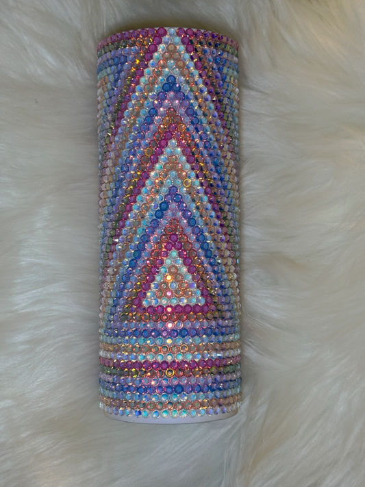 Rainbow Rhinestone Tumbler – 20oz Crystal Bling Cup | Handmade Sparkle Drink-ware