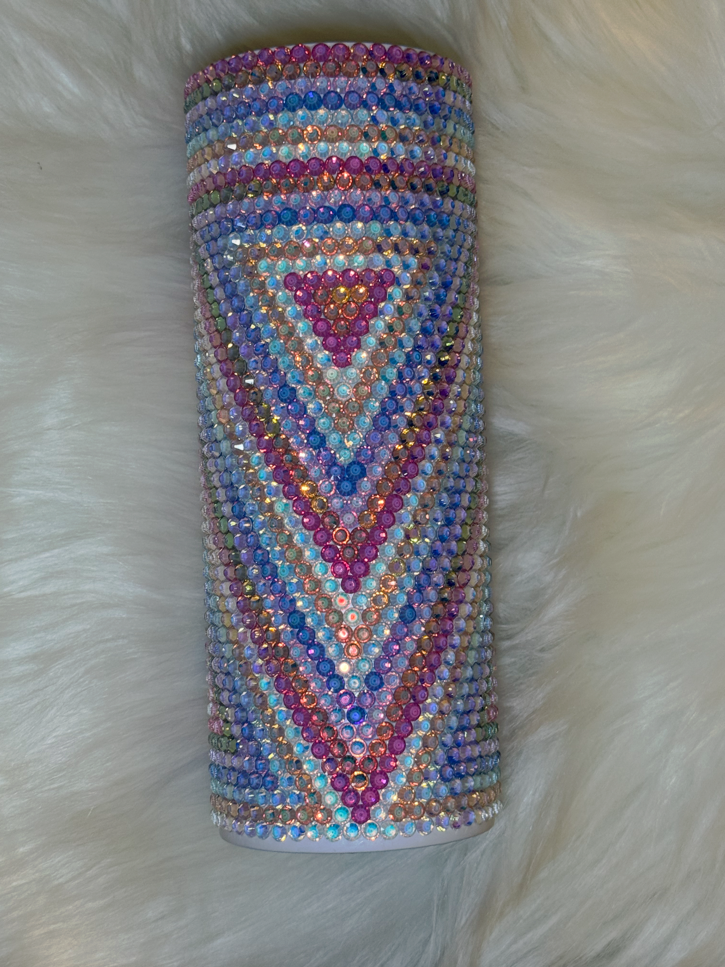 Rainbow Rhinestone Tumbler – 20oz Crystal Bling Cup | Handmade Sparkle Drink-ware