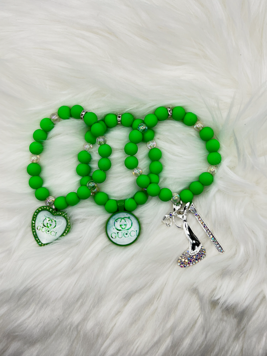 Luxury Green Beaded Bracelet Set – Handmade Stackable Fashion Jewelry with Charms, Boho-Inspired Beads & Designer-Style Accessories for Women & Men