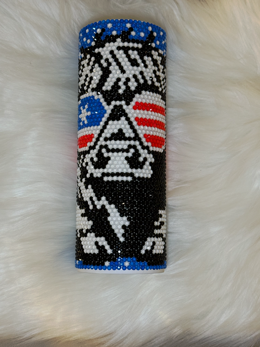 Patriotic Rhinestone Highland Cow Tumbler – 20oz Bling Insulated Cup with Red, White & Blue Rhinestone
