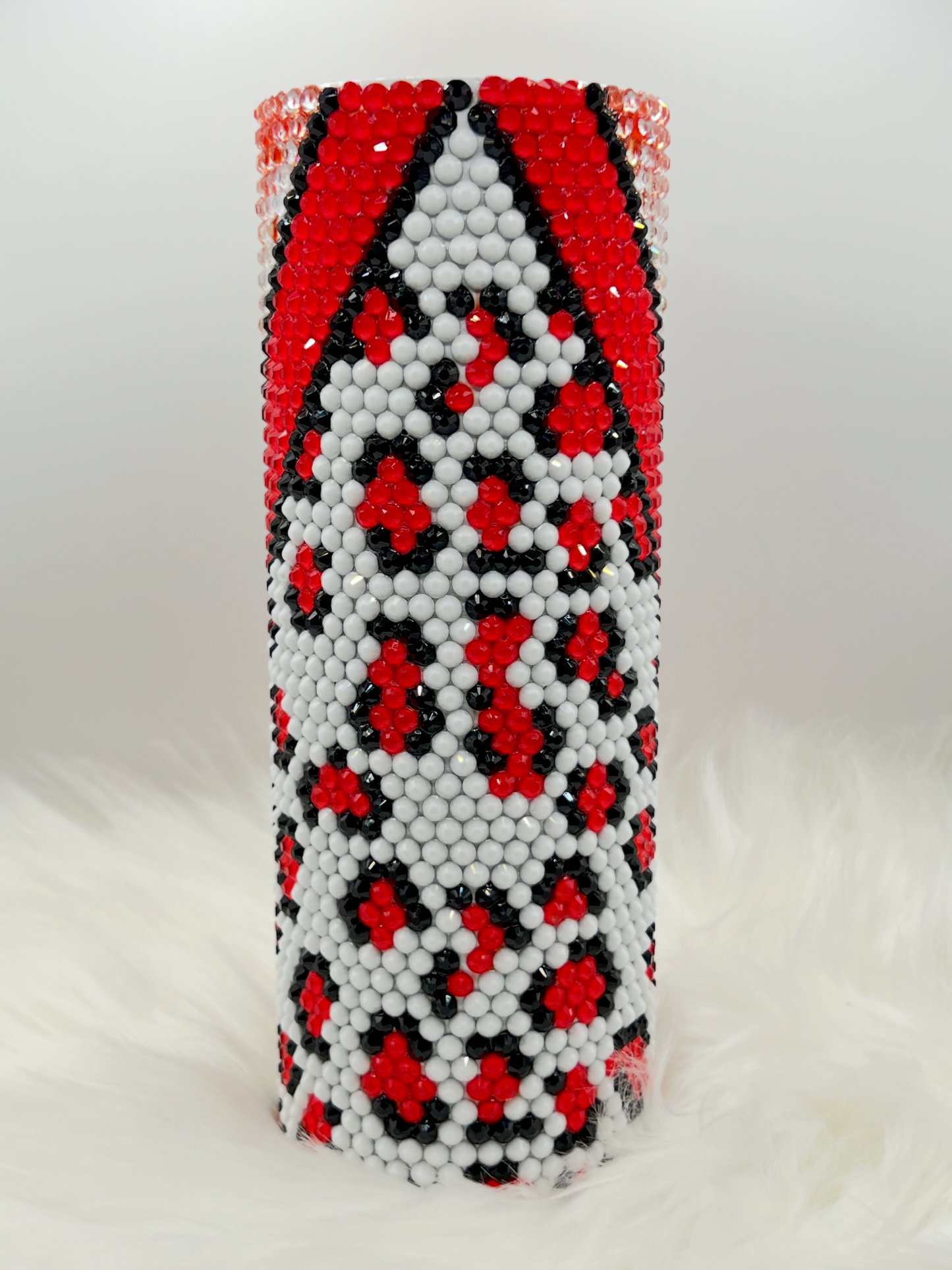 Horror Movie Rhinestone Tumbler – Handmade Red, Black & White Bling Cup for Spooky Season, Halloweens & Collectors