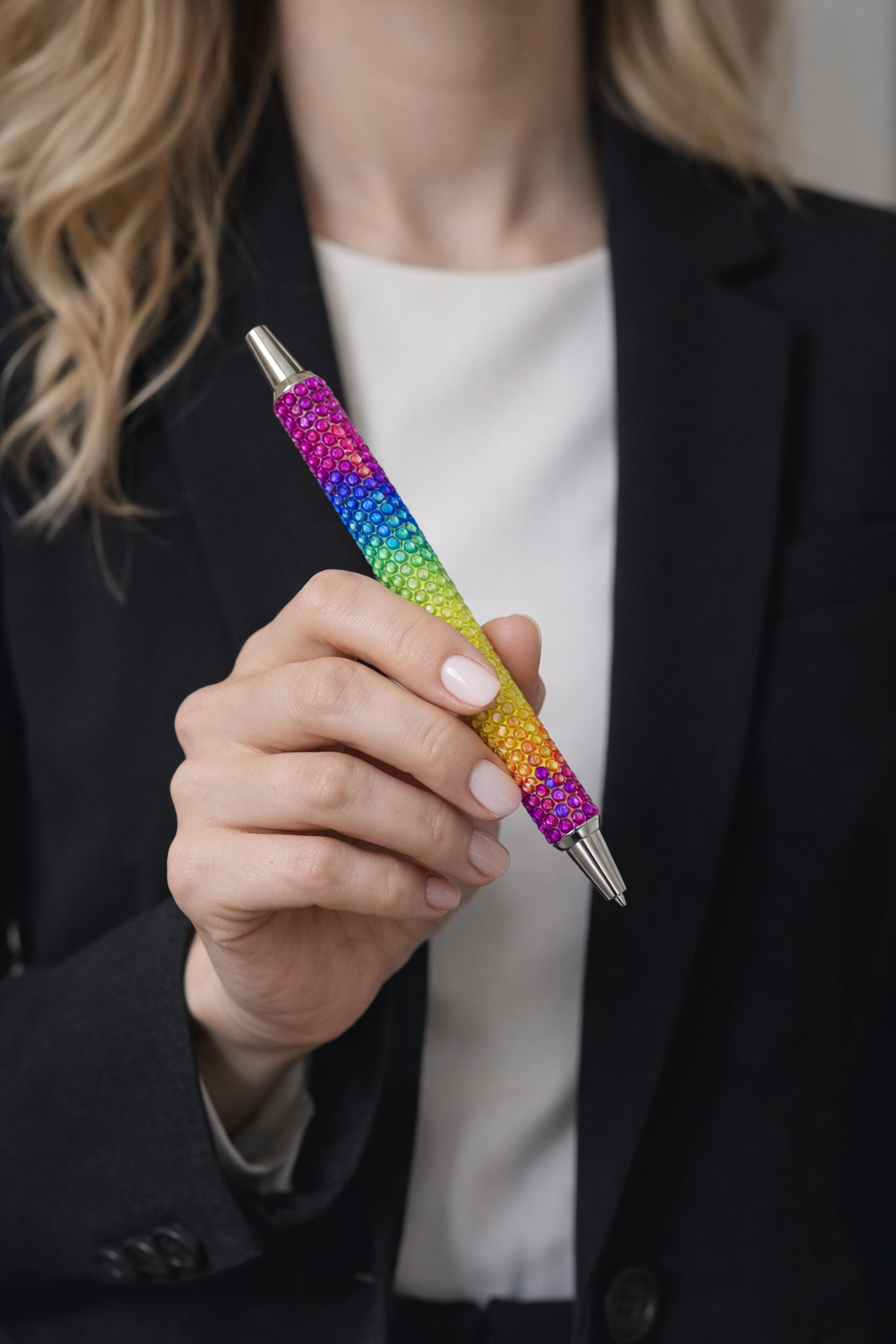 Rainbow Rhinestone Neon Pen – Luxury Bling Writing Pen for Desk, Gifts & Everyday Glam