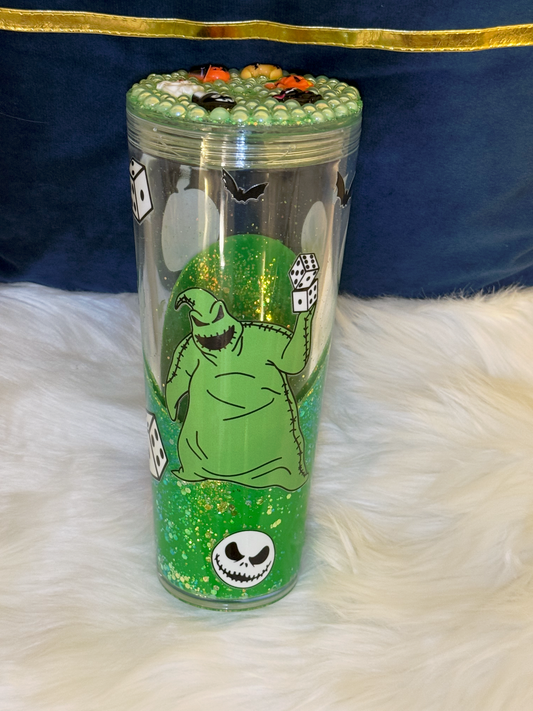 Oogie Boogie Lava Tumbler – Glow in the Dark Glitter Cup with Rhinestone Lid | Nightmare Inspired Drink-ware